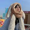3in1 Winter Hat Glove Scarf Set Warmer Soft Plush Cartoon Rabbit Hat for Student