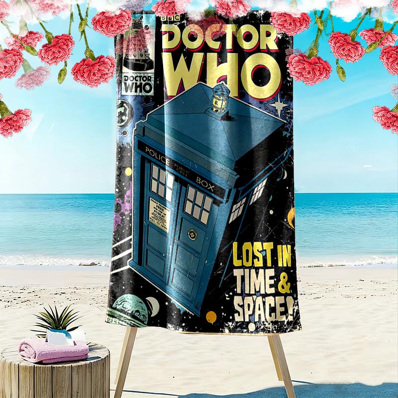 Doctor Who Print Beach Towel, Large Soft Quick Dry Towel for Beach Camping Swimming