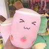 Cute Fruit Drink Plush Toy Soft Stuffed Green Apple Pink Strawberry Taste Milk Tea Hug Pillow Tapioca Balls Bubble Tea Cushion