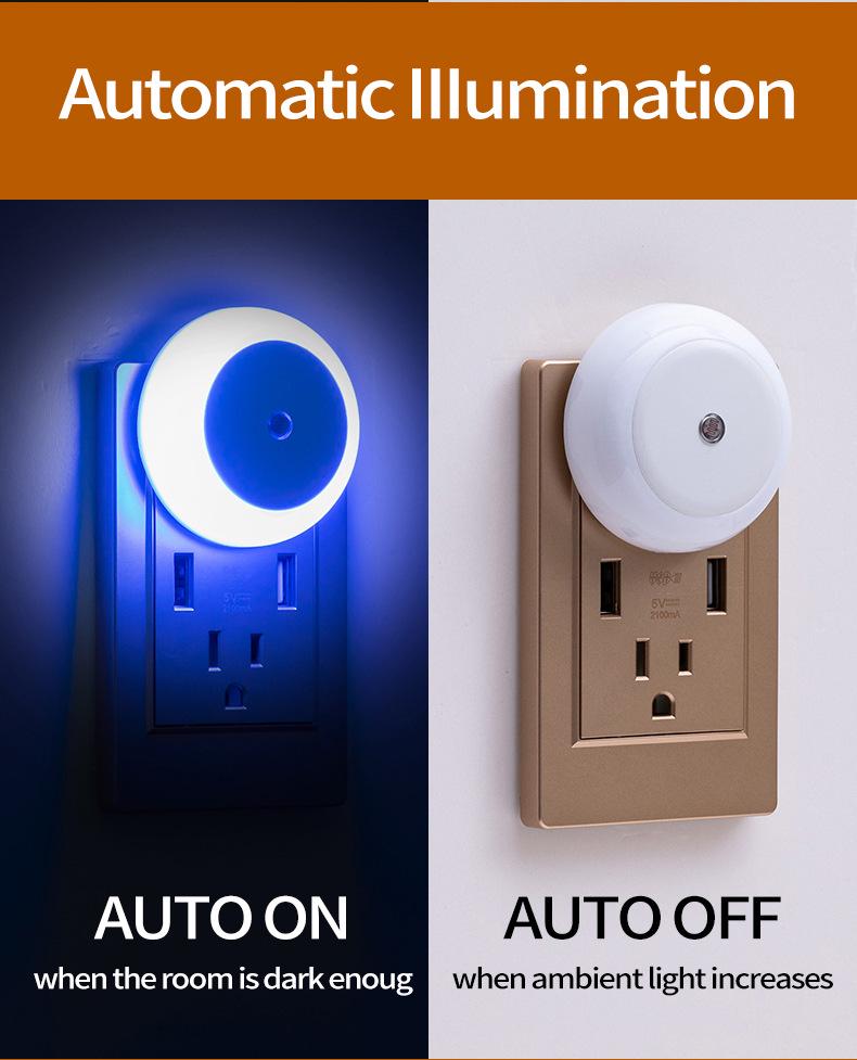 4-Pack EU Plug Light-Controlled Night Lights for Bedroom, Living Room, and Bathroom