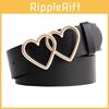 Stylish Korean Heart Shaped Double Buckle Women's Fashion Denim Belt For Versatile Outfits