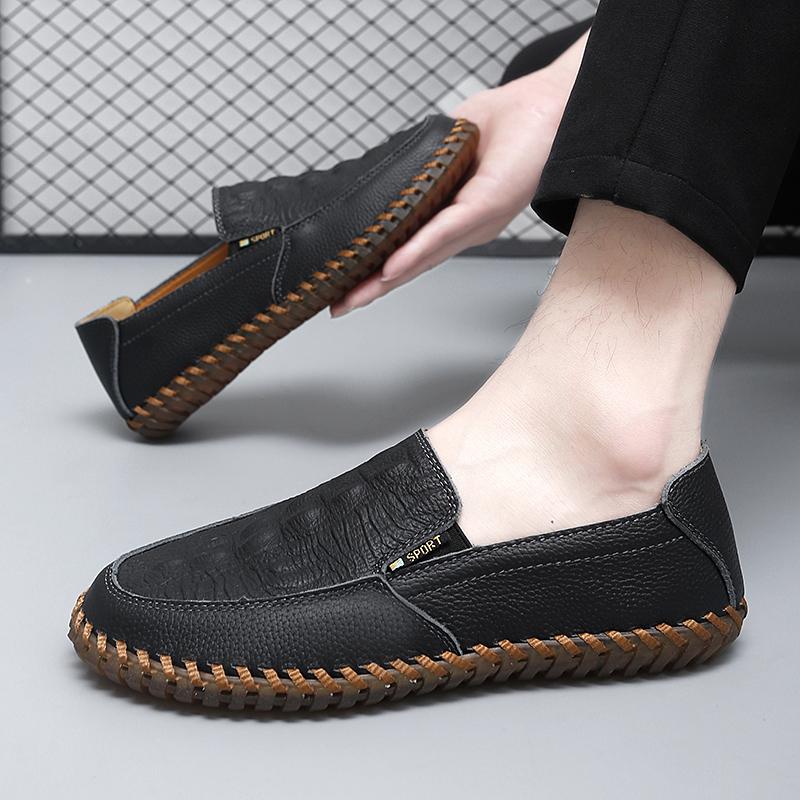 Handmade Genuine Leather Men Shoes Casual Comfortable Slip On Loafers Men Shoes Flats Moccasins Walking Shoes Fall Dropshipping