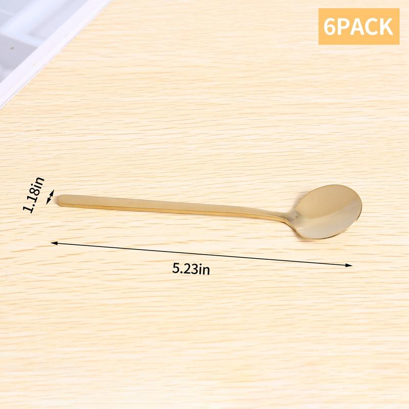 Stainless Steel 6Pcs Espresso Spoons Teaspoons For Coffee Sugar Dessert Cake Ice Cream Soup Antipasto