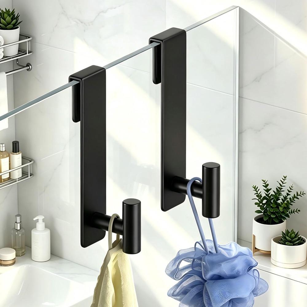 2Pcs Soft Cushion Towels Hooks Up To 10mm Thick Robe Hanger Widened Glass Door Hanger Bathroom