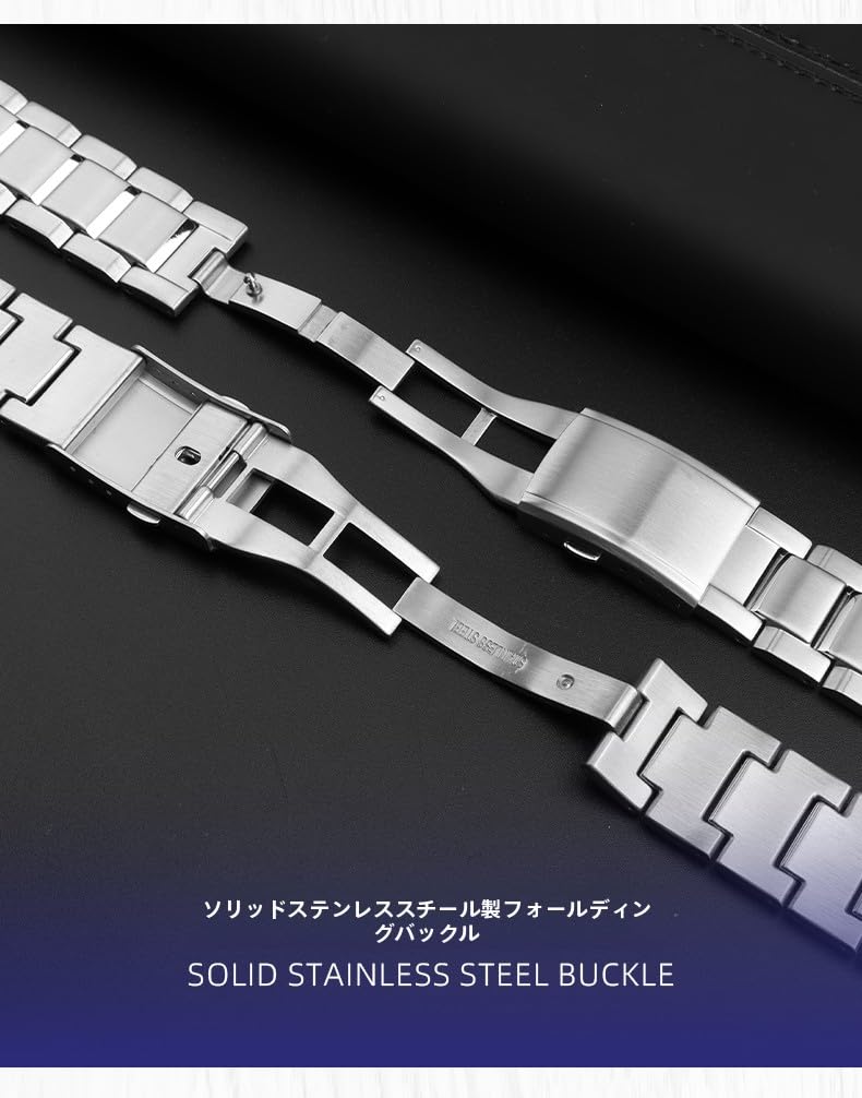 [syzynicy] Solid Stainless Steel Strap Compatible with G-SHOCK GST-B100/S110, GST-410/210, and GST-W100/W300 (Silver)