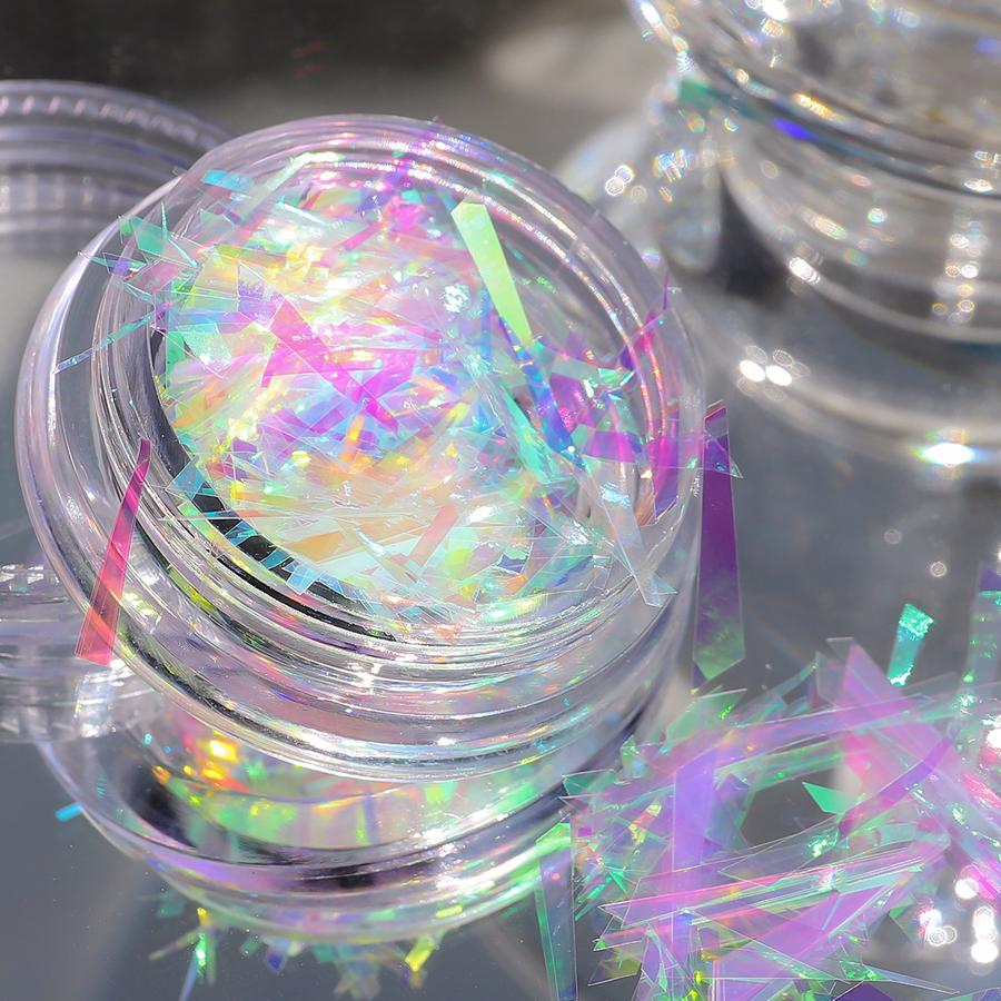 Aurora Fairy Nail Art Foil, Irregular Holographic Glass Paper Nail Decals, No Cutting Needed