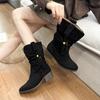 2025 autumn and winter new retro suede thick heel western boots Martin boots women's boots comfortable and versatile stacking boots