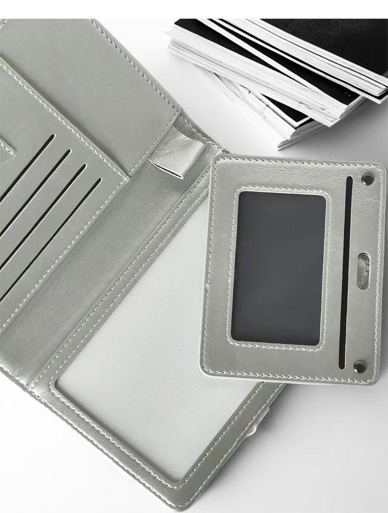 Passhülle im koreanischen Stil, silbergrau: Premium Reise-ID und Kartenhülle