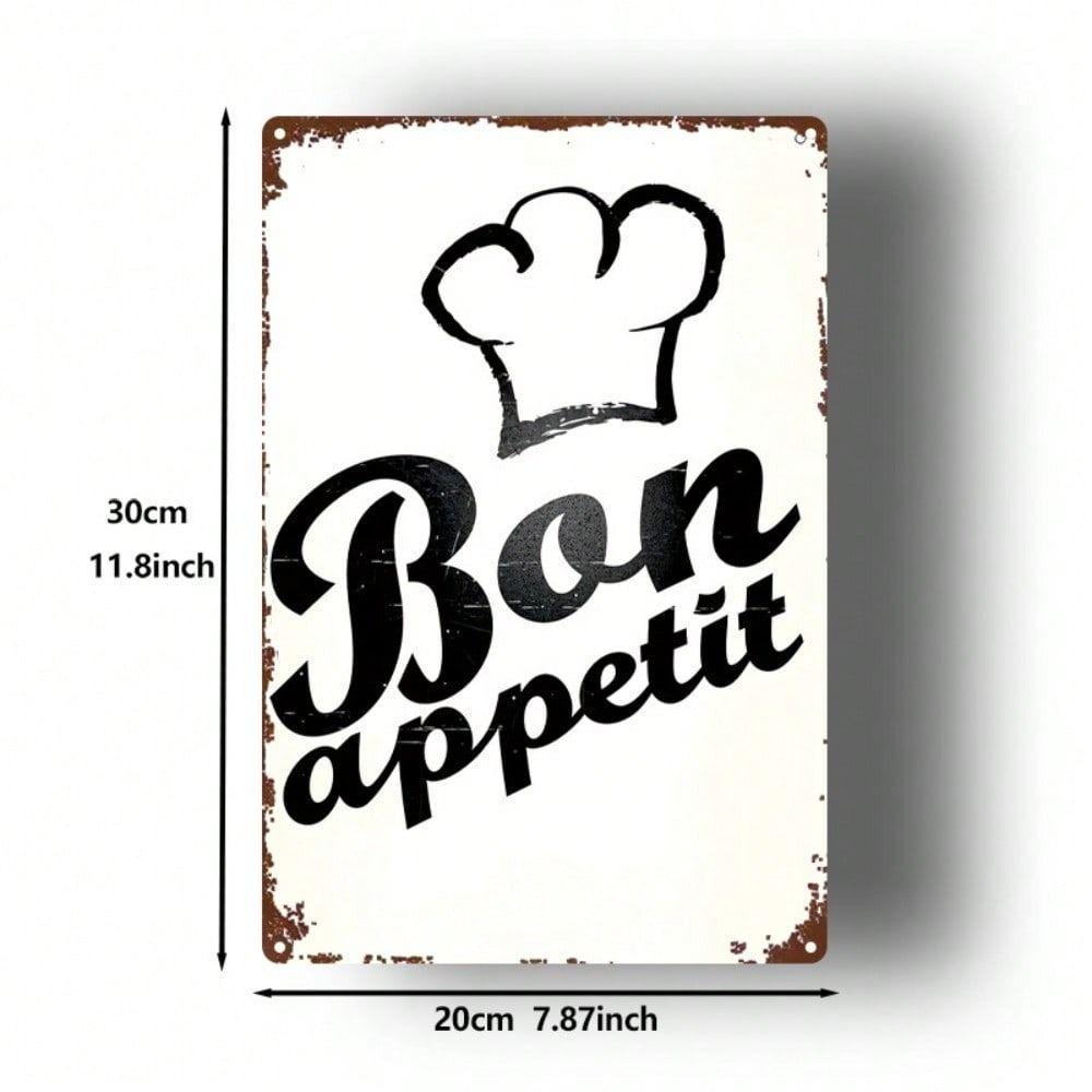 Vintage Chef Bon Appetit Metal Wall Art Kitchen Decor Sign
