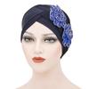 Fashion Ladies Forehead Cross Plum Blossom Hat Beanie Elastic Soft Top Hat Adult Women Milk Silk Flower Cap Muslim Turban