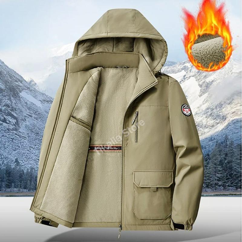 Men's Winter Parka Jacket with Faux Fur Lined Thicken Keep Warm Waterproof Outerwear Multi-pockets Coats Plus Size M-8XL Jacket