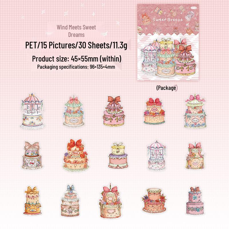 Sweet Breeze Watercolor Ketchup Cake Sticker Set for Creative Journaling and DIY Scenery Decoration
