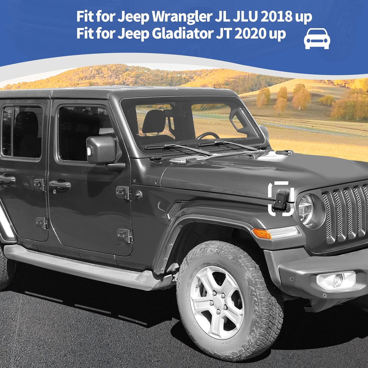 

RT-TCZ for Jeep JL OEM Hood Latches Catch Locking with Key for Jeep Wrangler JL JLU Gladiator JT 2018-2024 Original Factory Black 2pcs Black-Basic