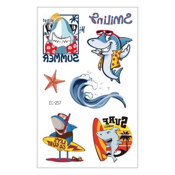 Waterproof Children's Pirate Shark Tattoo Stickers - Birthday Party & Cartoon Design