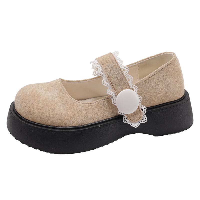Round Head British Style Platform Simple Small Leather Shoes Women's Autumn and Winter 2025 New French Casual Thick Heel Loafer Single Shoes
