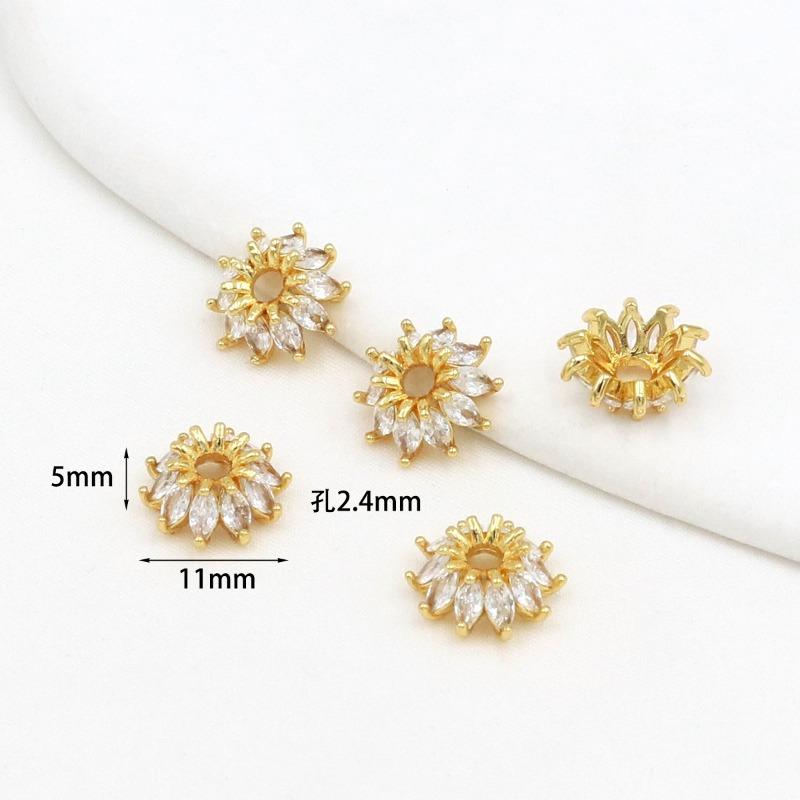 Farbechtheit k Echtgold mikro-eingefasster Zirkon Fassperlen Straße durchbohrt kleine Taille Kristallarmband DIY Perlenabstandshalter mit Perlen C