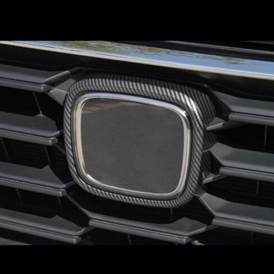 Carbon Fiber Front Logo Emblem Frame Cover Trim For Honda CR-V CRV 2023 2024
