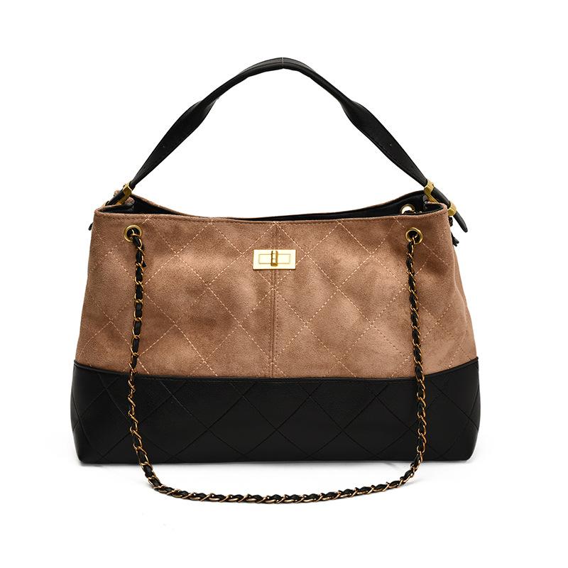 Fashion Chain Bucket Bag Women's Spring and Summer New Diamond Matte Large Bag Shoulder Messenger Bag