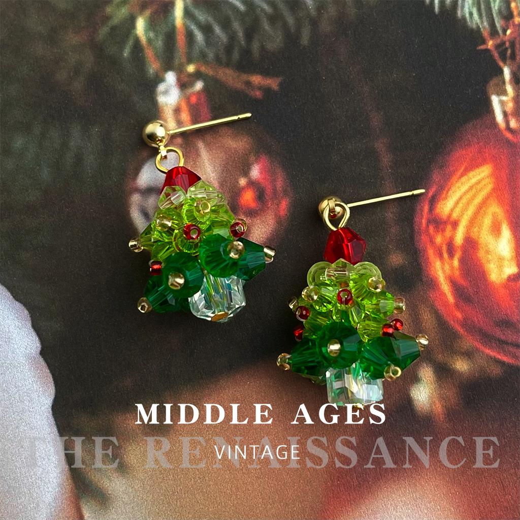 Christmas Vintage Pre-Owned Cubic Zirconia Bell Bow Earrings - Light Luxury Creative Jewelry