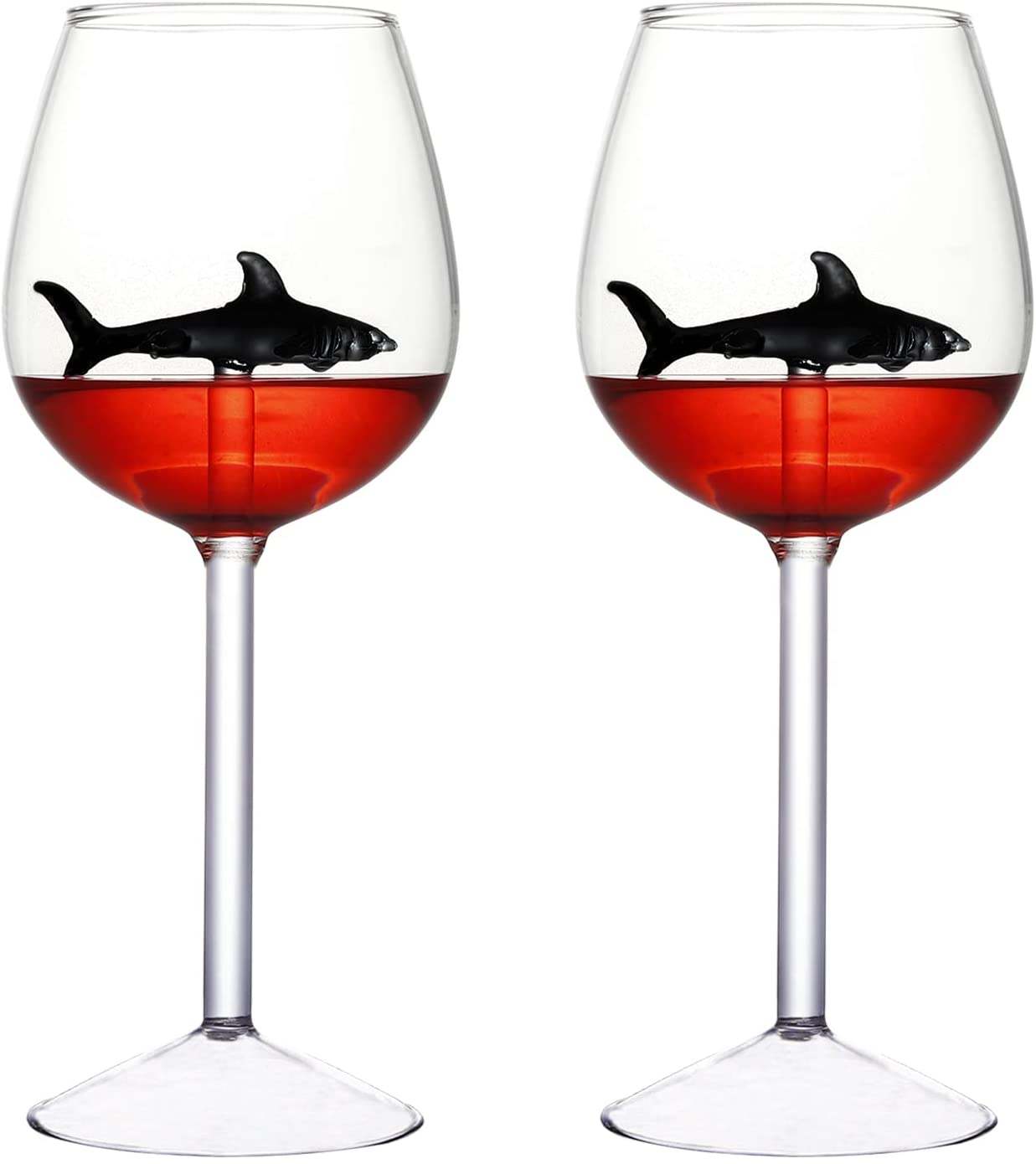 

2Pcs 300ml Transparent Shark Wine Glasses Unique Design Goblet Cocktail Glass Cup Gifts for Wedding Anniversary Birthday Bar