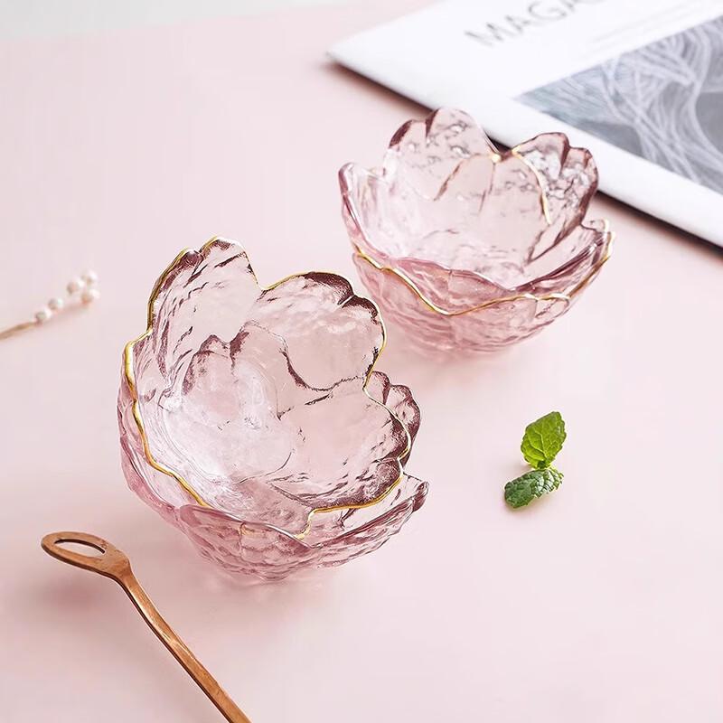 Japanese Gold Rim Cherry Blossom Hammered Glass Dipping Dish