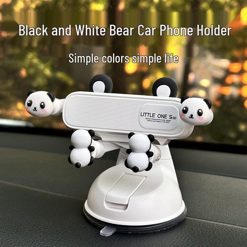 Panda Strawberry Bear Car & Scooter Phone Holder with Anti-Shake Suction Cup