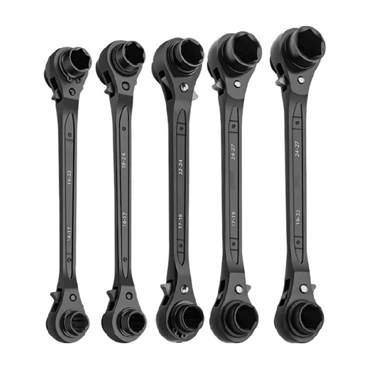 Double Head Ratchet Spanner With Reversible Drive Systems 4 Way Operation Hexagonal Socket Design Carbon Steel