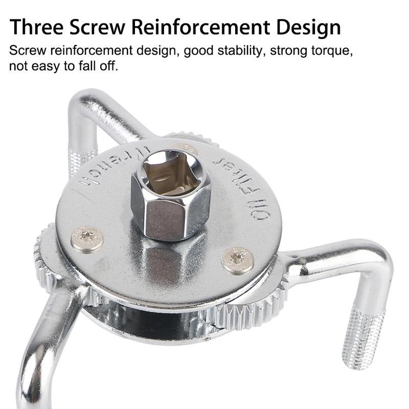 3 Jaws Oil Filter Wrench Adjustable 2 Ways Repairing Tool Auto Car Spanner Remover