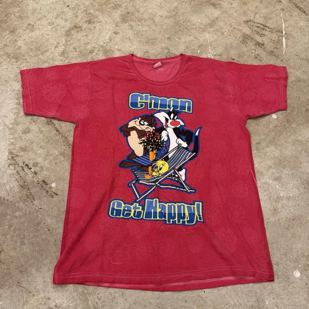 Vintage 90s Looney Tunes Warner Bros C'mon Get Happy XL TT-Shirt Taz Tweety