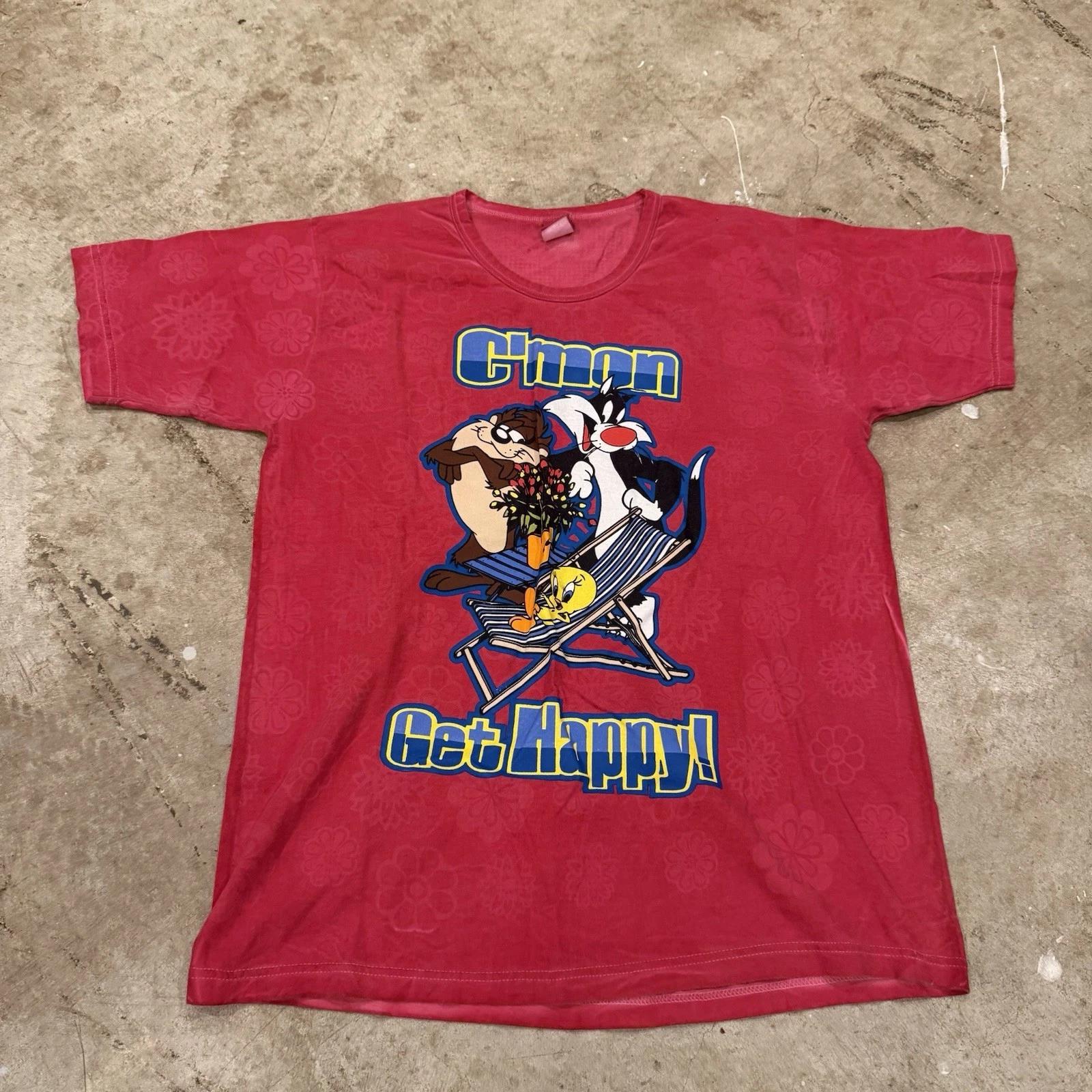 

Vintage 90s Looney Tunes Warner Bros C mon Get Happy XL TT-Shirt Taz Tweety 4XL