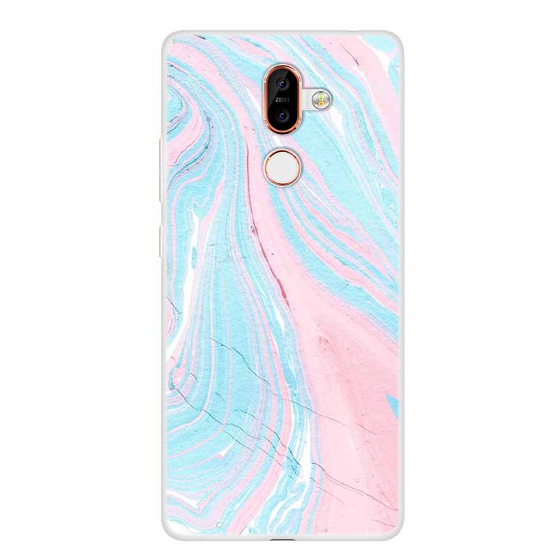 För Nokia 7 Plus Fodral Marmor Mjuk Silikon Baksida Telefonfodral Modefodral Coque Nokia7 Plus Stötsäkert Fundas