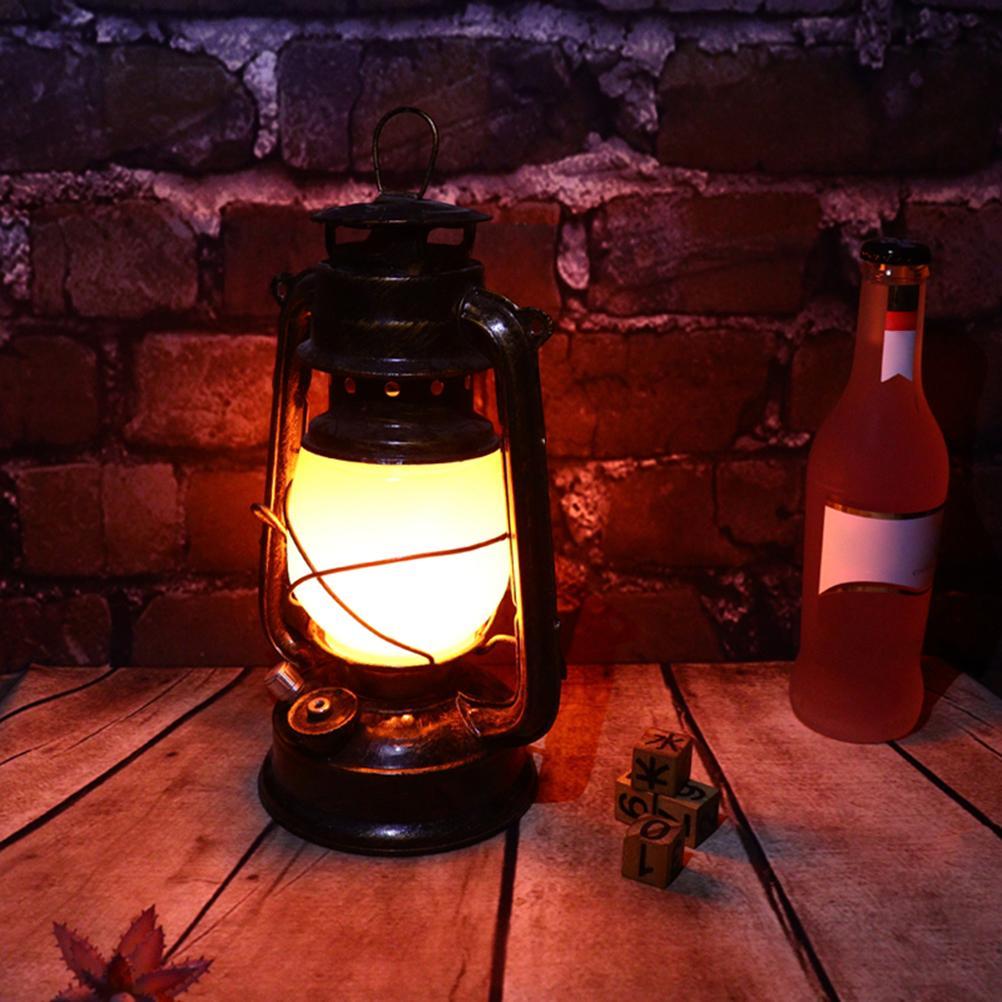 Vintage Hurricane Lantern Rechargeable and Battery Powered Metal Hanging Lantern with Dimmer Switch