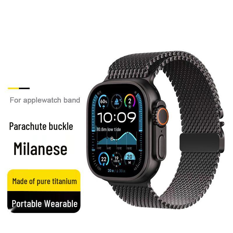 Compatible Milanese Parachute Buckle Strap for Apple Watch S11 Stainless Steel 42mm/44mm/45mm/46mm/49mm