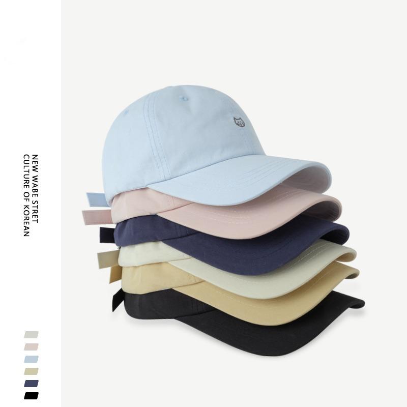 Cute Kitten Embroidered Baseball Cap Women's Thin Wide Brim Showing Face Small Hat Peaked Cap Summer Soft Top Versatile Tide