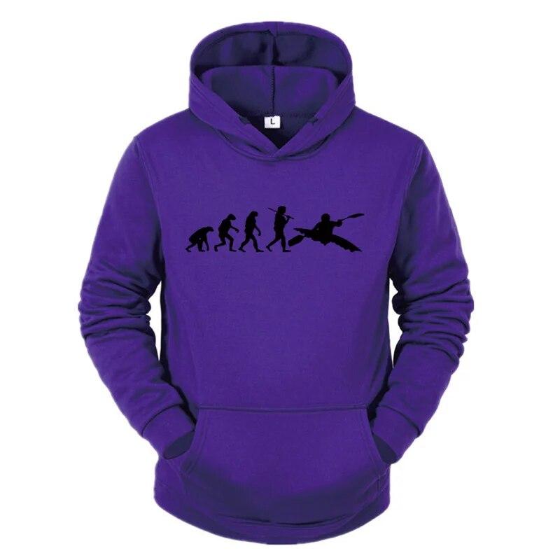 Ewolucja Kajakarstwa Ludzkiego Bluza z Kapturem Nowa Moda Najwyższa Jakość z Kapturem Casualowa Odzież Unisex Ewolucja Projektu Kajaka Bluzy