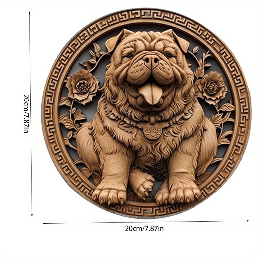 

2d Flat 20*20cm, Round Wooden Sign, Creative Dog Pattern Wooden Sign Decor, Home Decor, Wall Decoration, for Home, Kitchen, Garden, Bedroom, Bar Decor 20x20cm