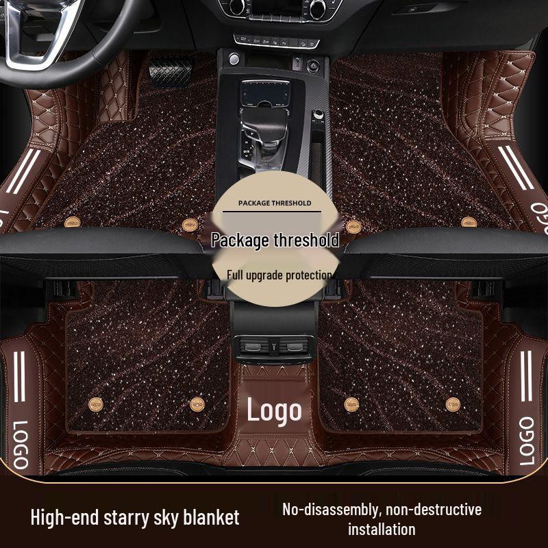 Universal Car Floor Mats and Door Sill Covers with Starry Sky Design, Tailored for Many Models, Providing Full Coverage and Protection