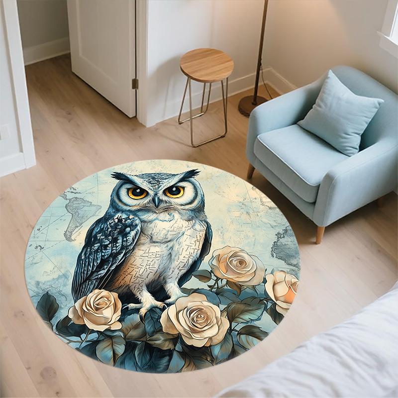 Karten Vogel,Runder Teppich,Teppich für Wohnzimmer Schlafzimmer Sofa Spielzimmer Dekor,Rutschfeste Fußmatte