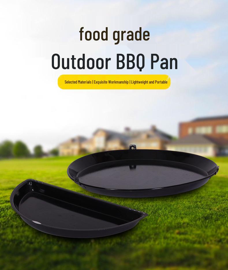 New Enameled Cast Iron Grill Pan - Large Round Outdoor Barbecue and Baking Plate