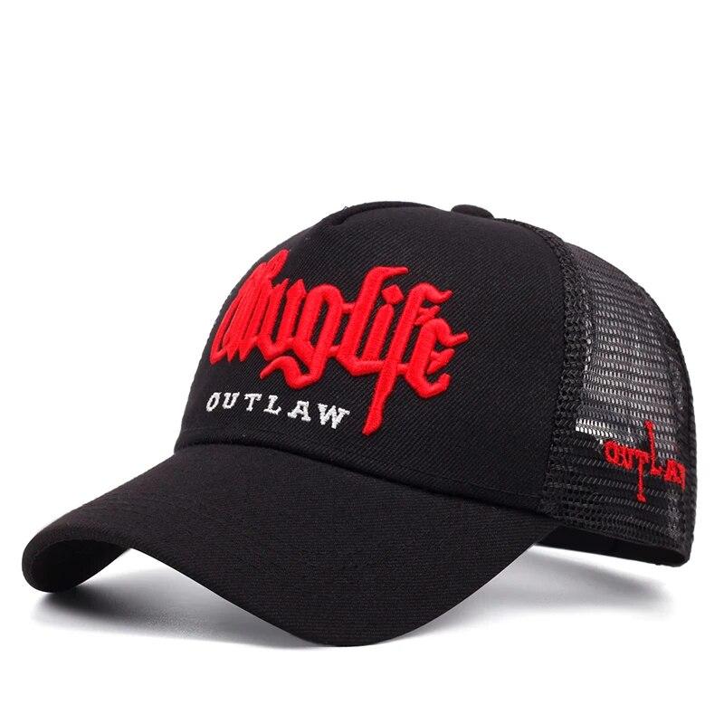 New Gothic Thug Life Letter Embroidered Men's Unisex Style Curved Eaves Adjustable Buckle Baseball Hat Adjustable