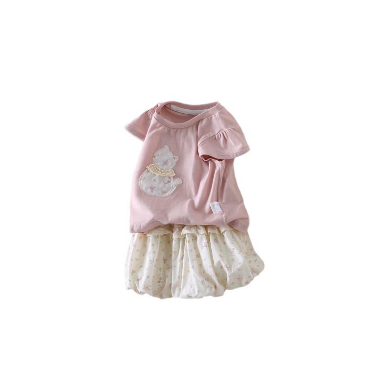 MS.PUALA Baby Girl Summer Round Neck T-Shirt & Shorts Set