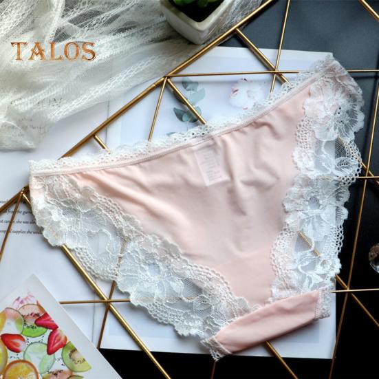 Damen-Unterwäsche aus Eisseide, sexy, niedrige Taille, Spitzenhöschen, nahtlos, unsichtbar, atmungsaktiv, Stretch-Unterhose