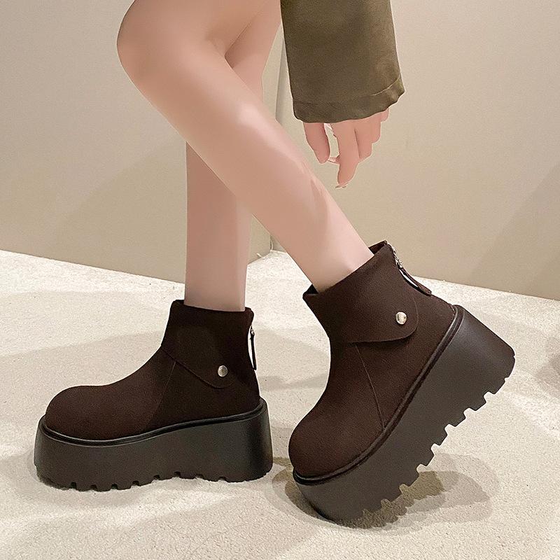 Women's Large Size Lace-up Soft Sole Winter Warm Fur One Snow Boots Padded Lined Ankle Boots Anti-slip Hiking Sports Snow Boots