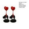 Floating Cat Heart Balloon Figurine 3D Printed Cute Black Cat Statue Romantic Desktop Ornament for Living Room Bedroom Bookshelf Nightstand Decor