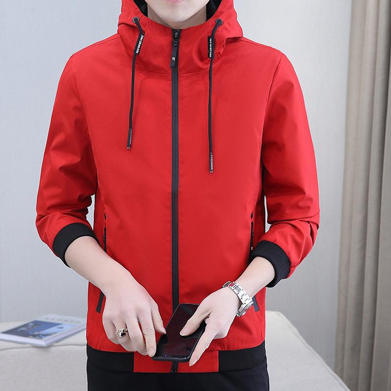 Coat Men's Spring and Autumn Men's Jacket Korean Version Trendy Casual Sports Handsome Autumn Hooded Coat Men