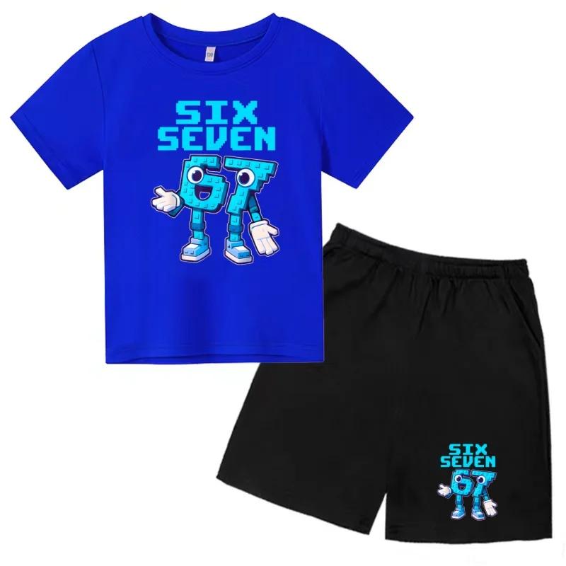 3-12 Ensemble décontracté sportif pour garçons et filles, T-shirt d'été cool à manches courtes et imprimé numéros 6 et 7, style