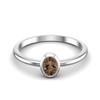 0.25 Ctw Oval Smoky Quartz 925 Sterling Silver Solitaire Women Wedding Ring