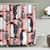 Pink and White Penguin Shower Curtain Set Waterproof Bath Decor for Kids Room 3D Printed Fabric Available in Different Sizes Fas