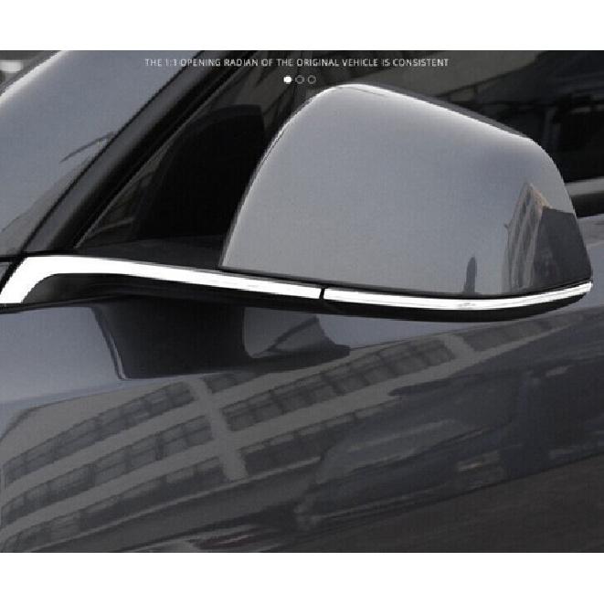 Chrome Steel Rear View Side Mirror Strip Decor Trim For Tesla Model Y 2020-2023