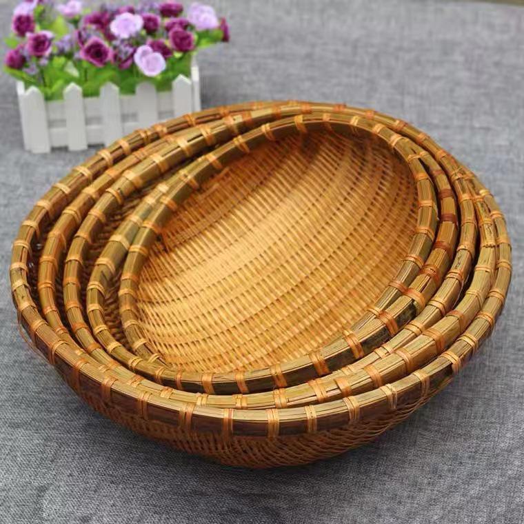 Bamboo Farmhouse Winnowing Basket & Sifter for Drying, Washing, and Steamed Buns